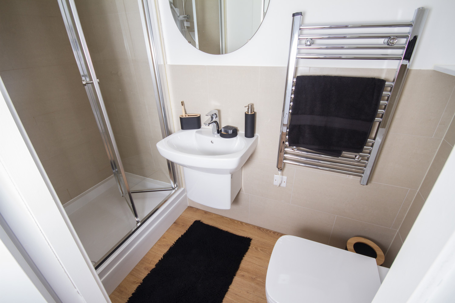 CODE Student Accommodation Lower and Upper Deluxe studio bathroom