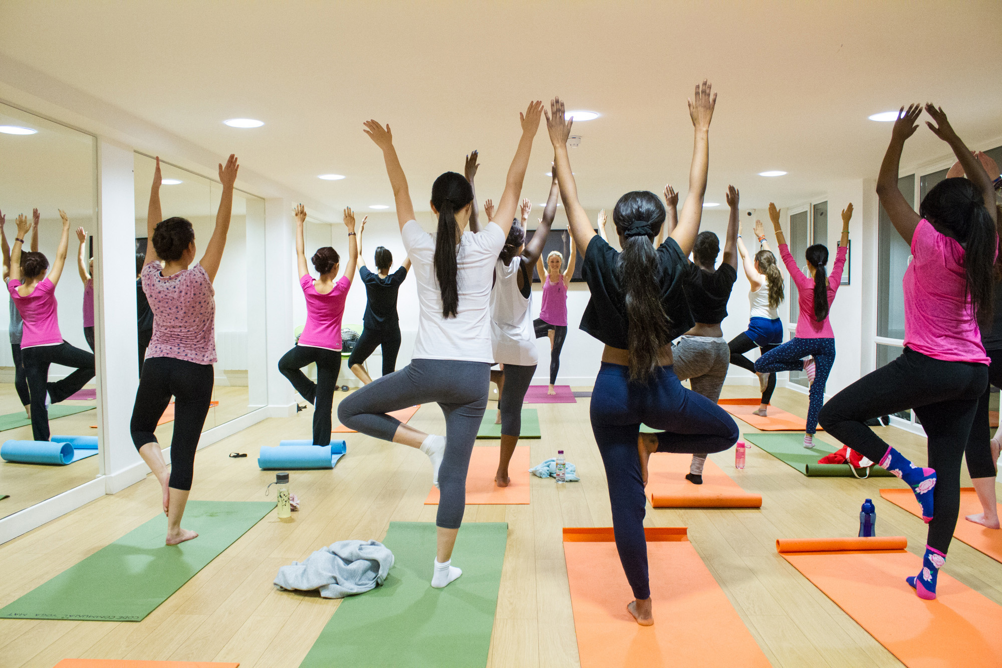 Yoga classes with students