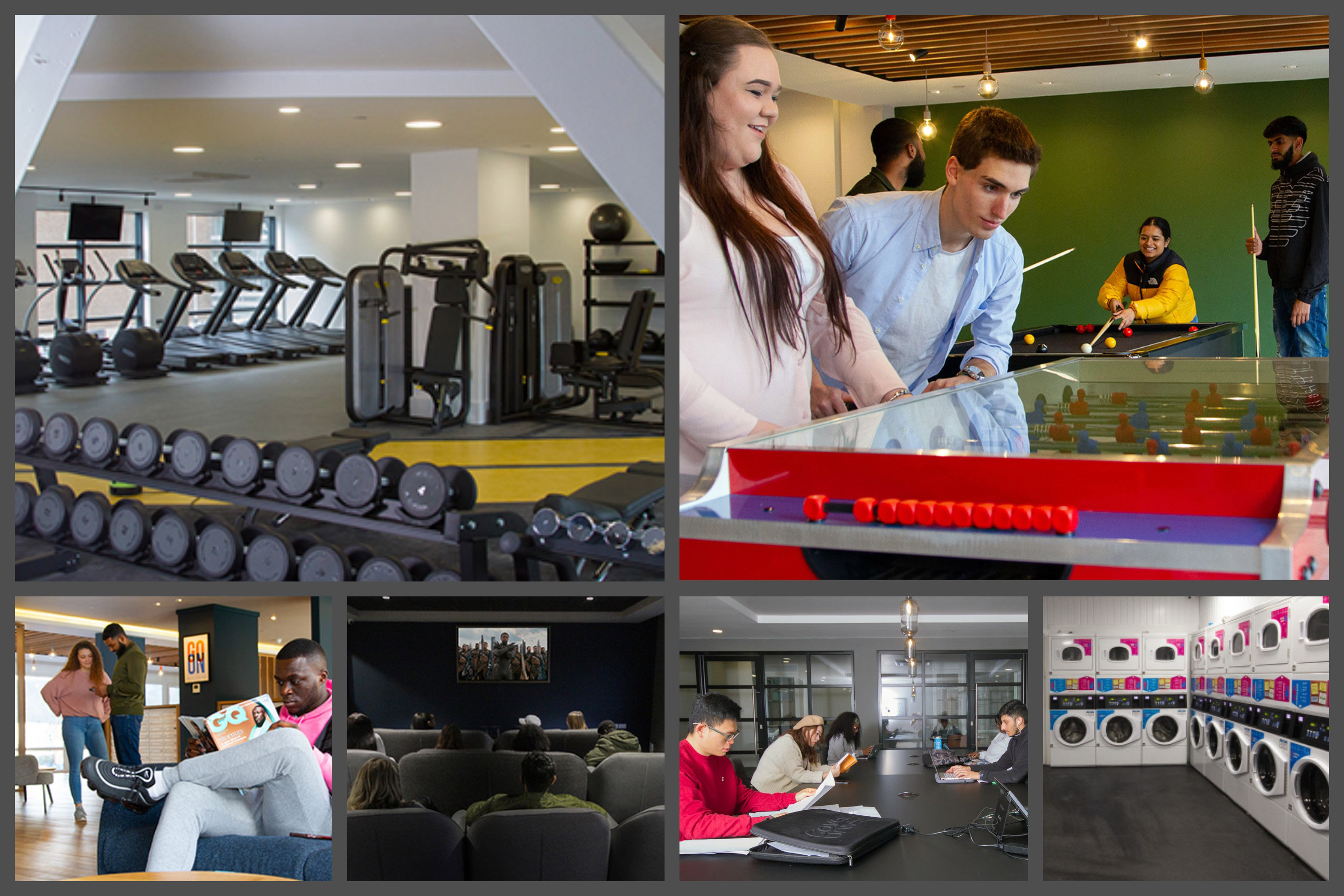 montage of facilities at CODE student Accommodation Coventry