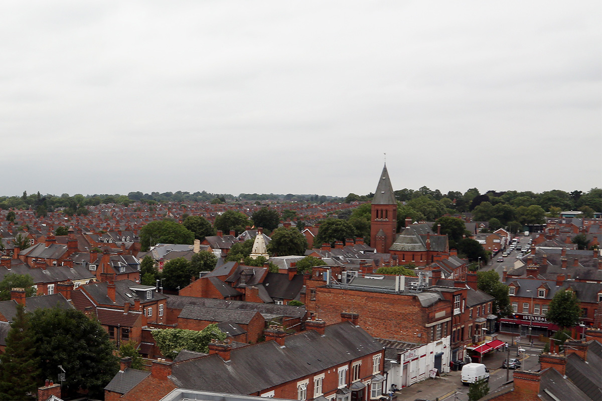 City view over the West End of Leicester
