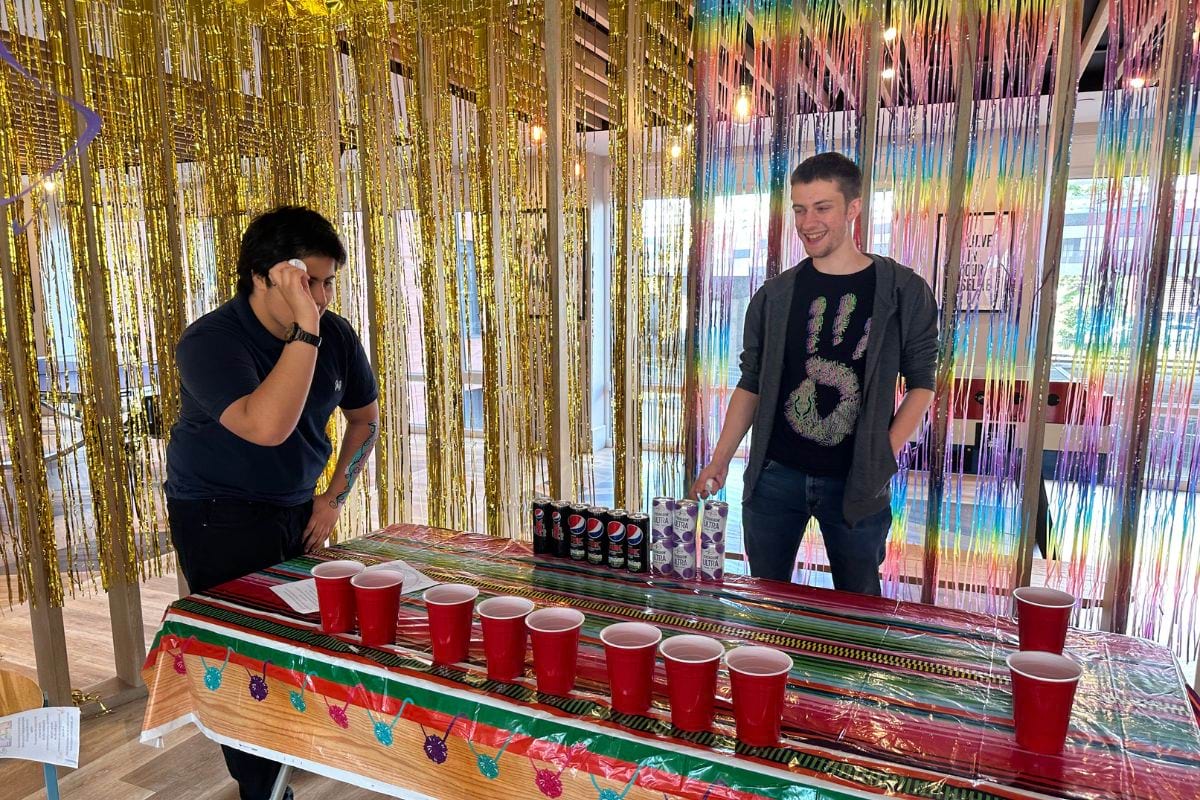 2023 Pride at CODE student accommodation beer pong