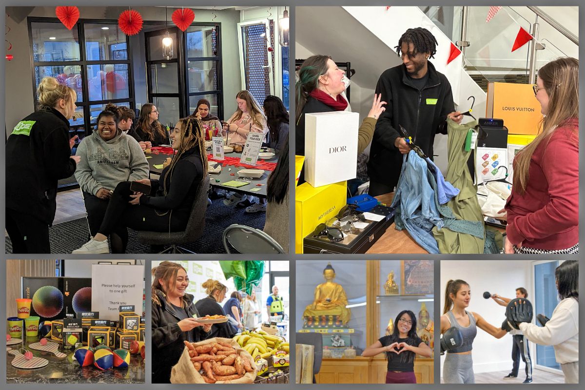 montage of health and happiness events at CODE student Accommodation Coventry