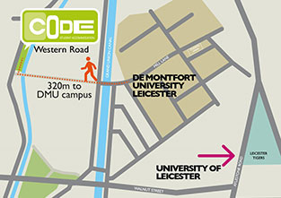 Map showing the proximity of CODE to universities