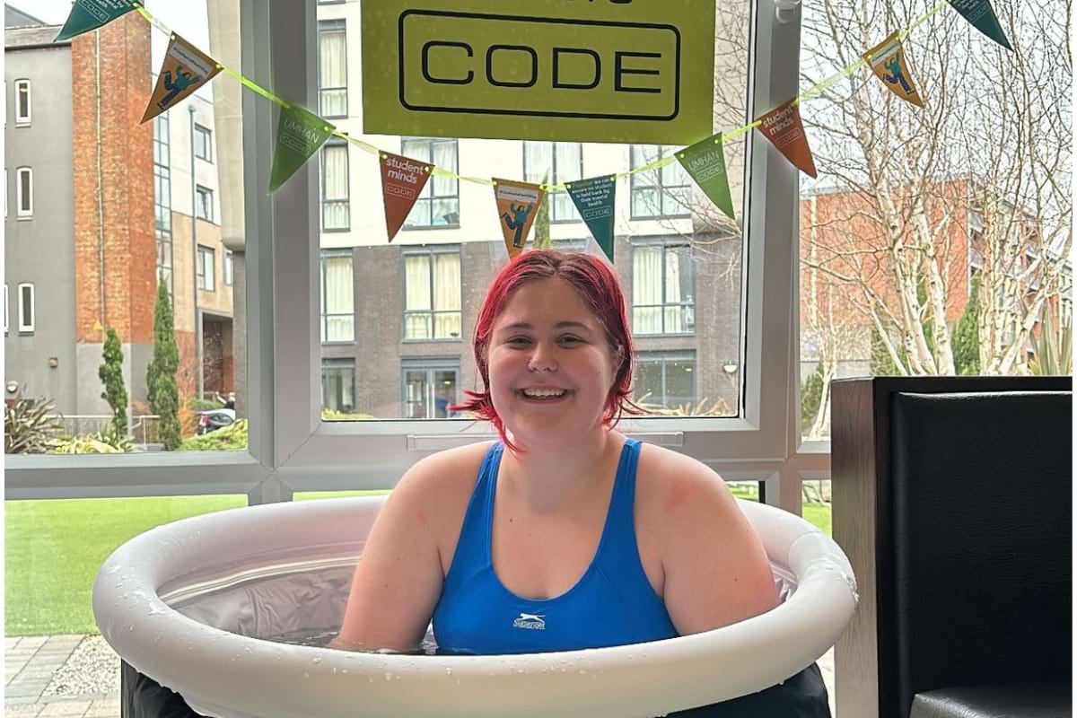 Student enjoying the benefits of an Ice bath