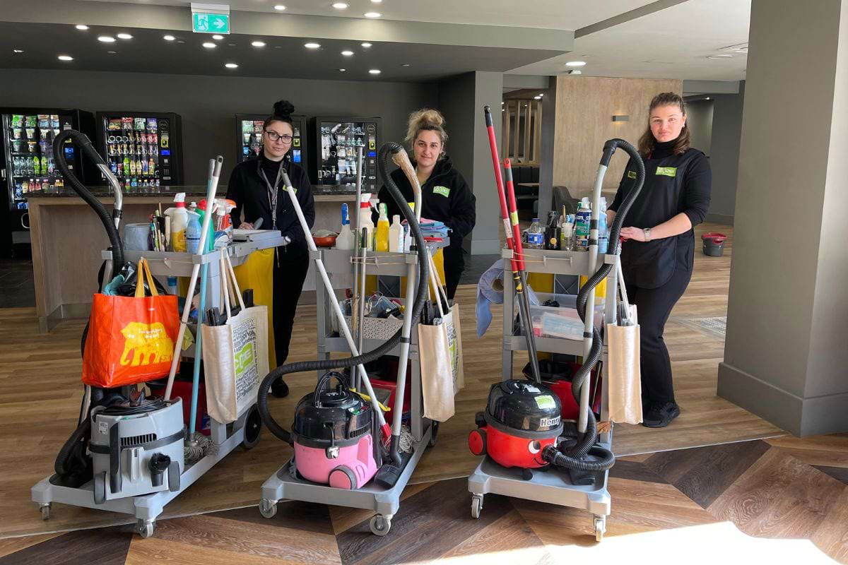 CODE Cleaning Team with their trollies