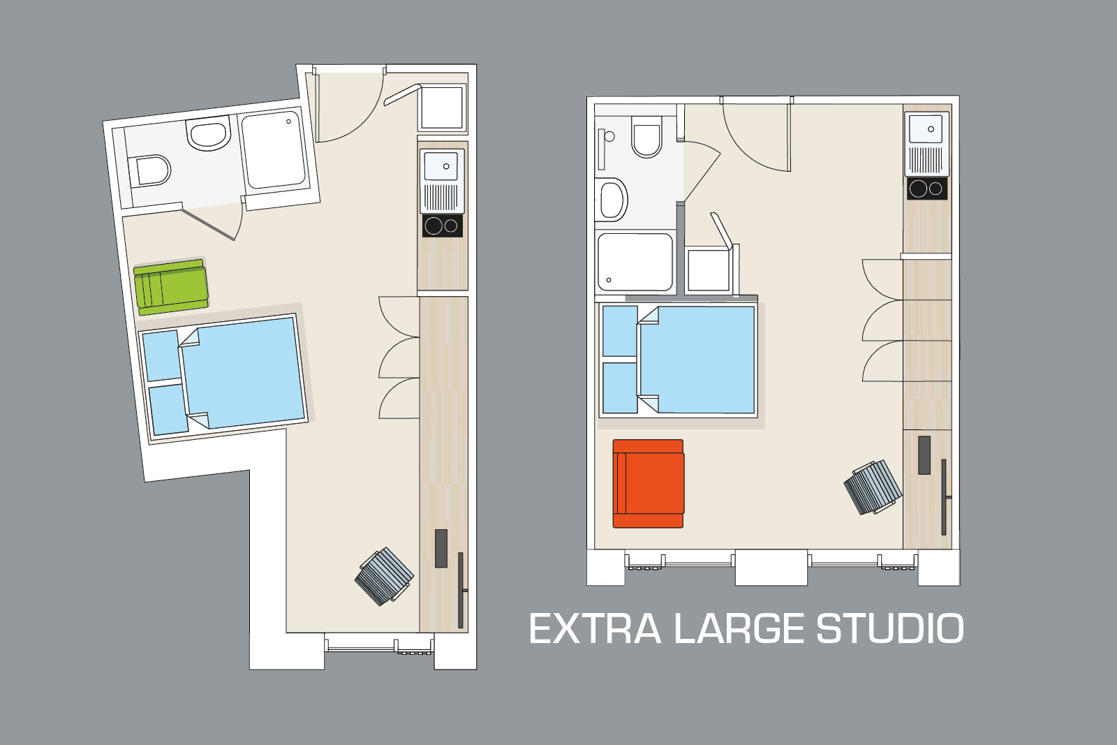 CODE Harper Road Extra Large Studio Room layout