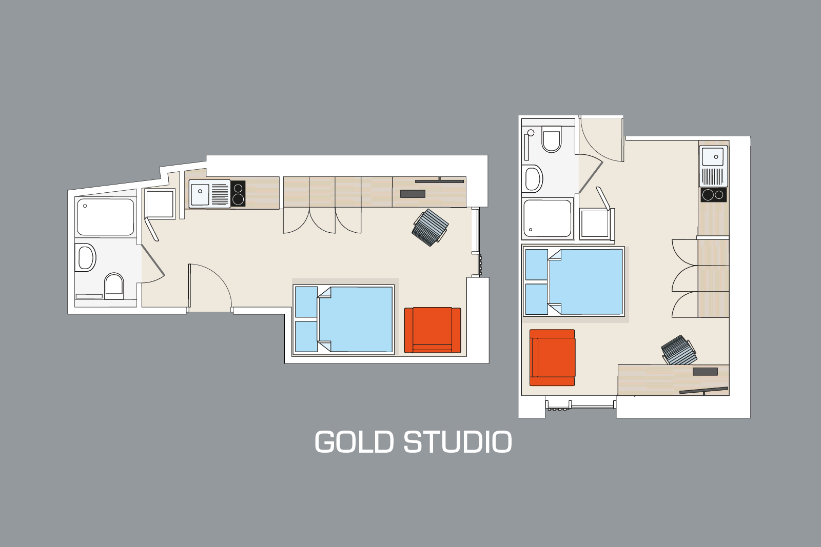 Gold Studio room layout at CODE Harper Road