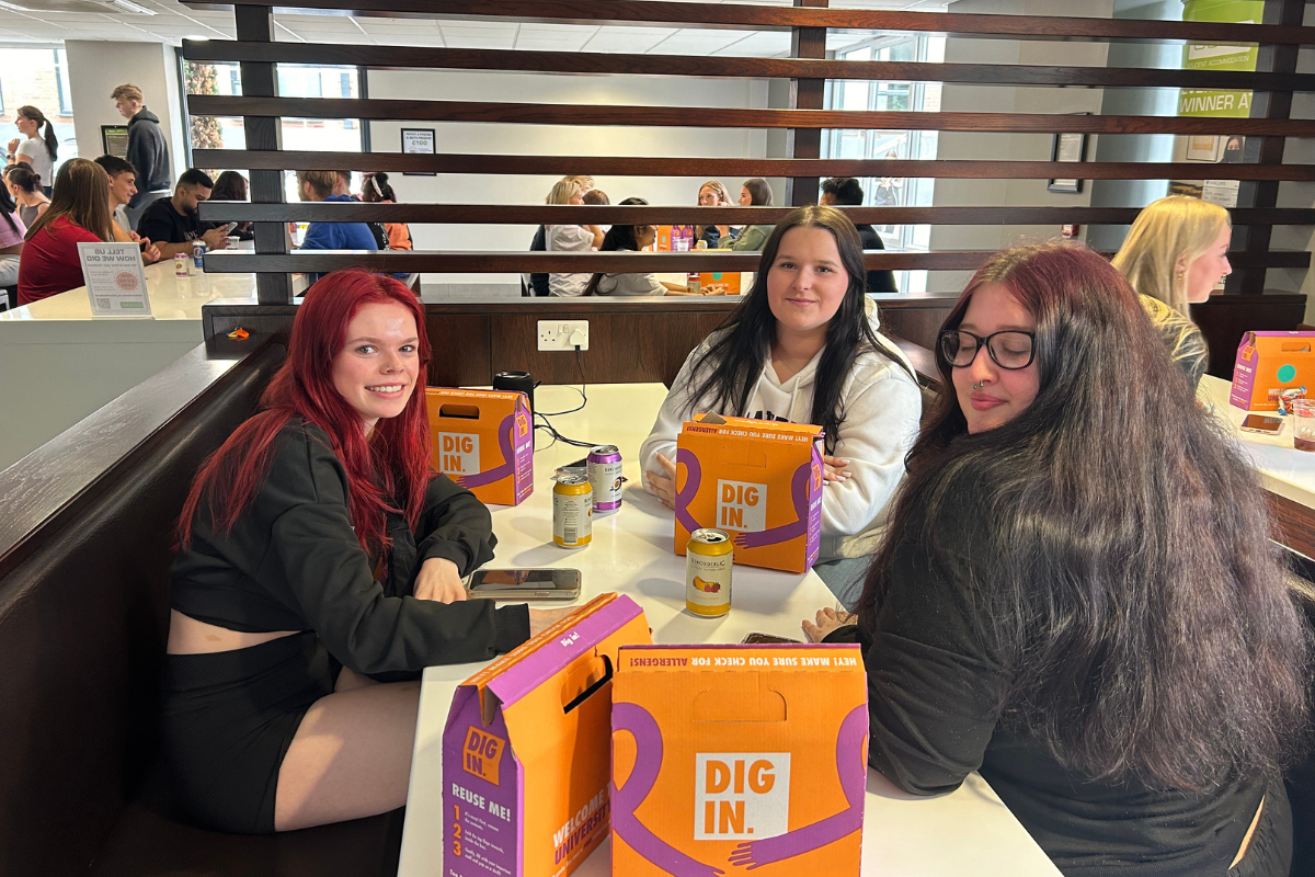 Students enjoying their free drinks at the first welcome event of the academic year