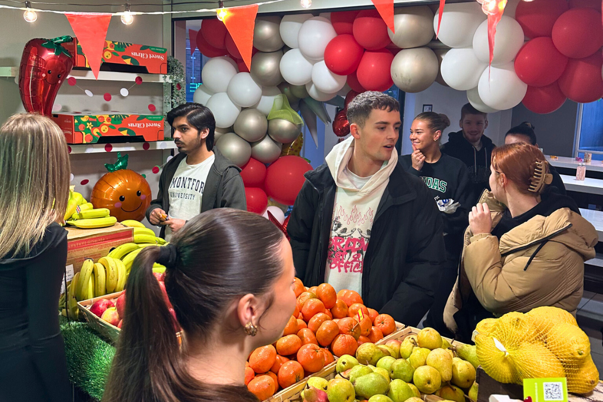 Tenants queuing up to grab some fruit and veg