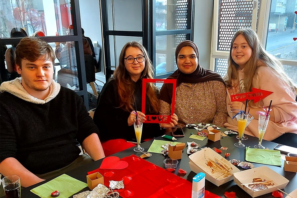CODE Coventry students having fun at our Valentine's day event