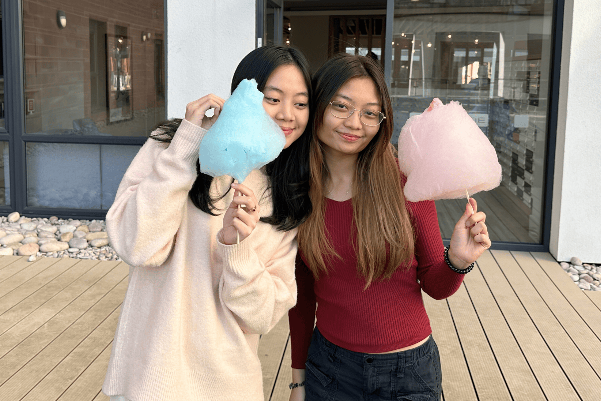 To CODE students hanging out on the terrass with their candy floss