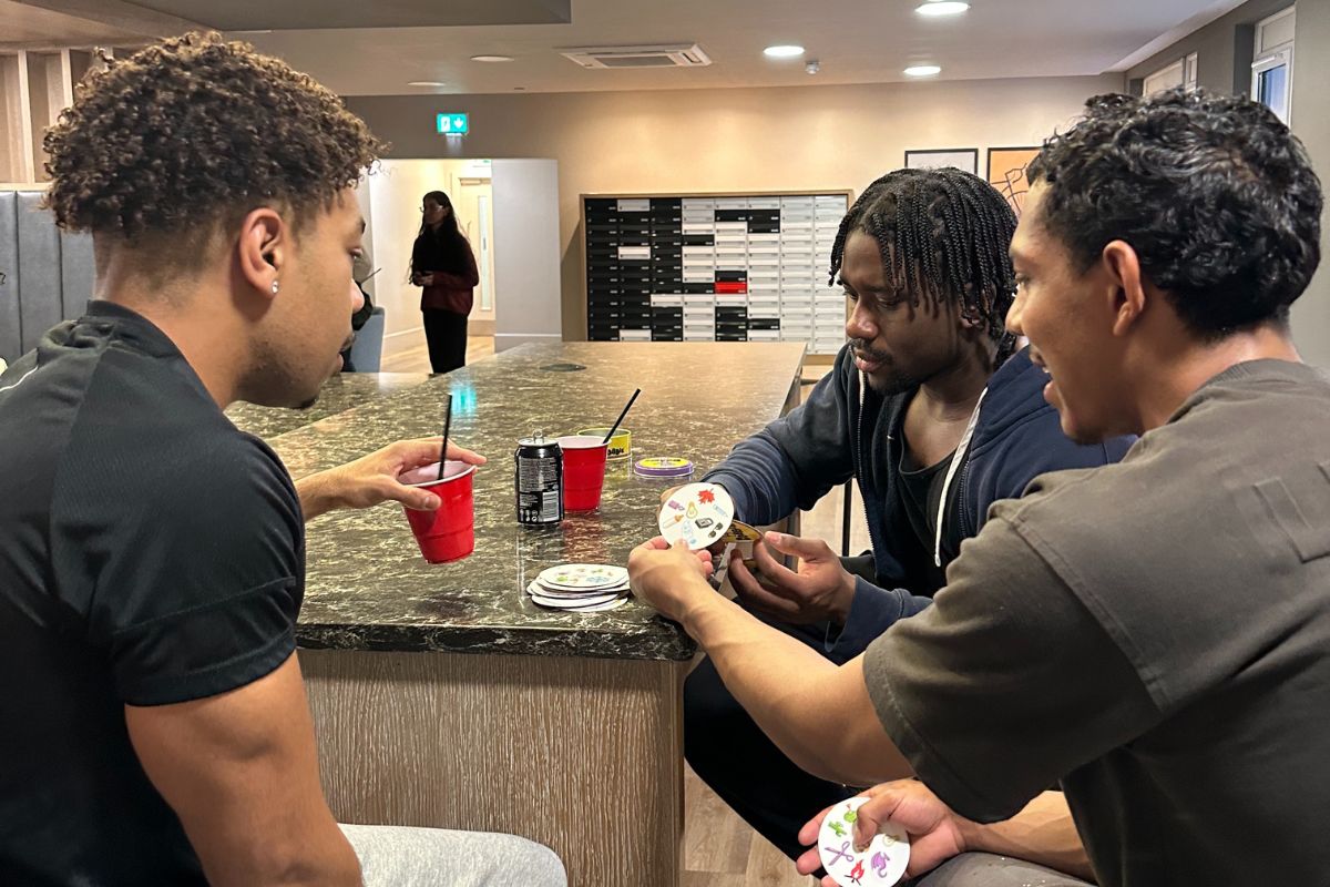 a group of students playing games together