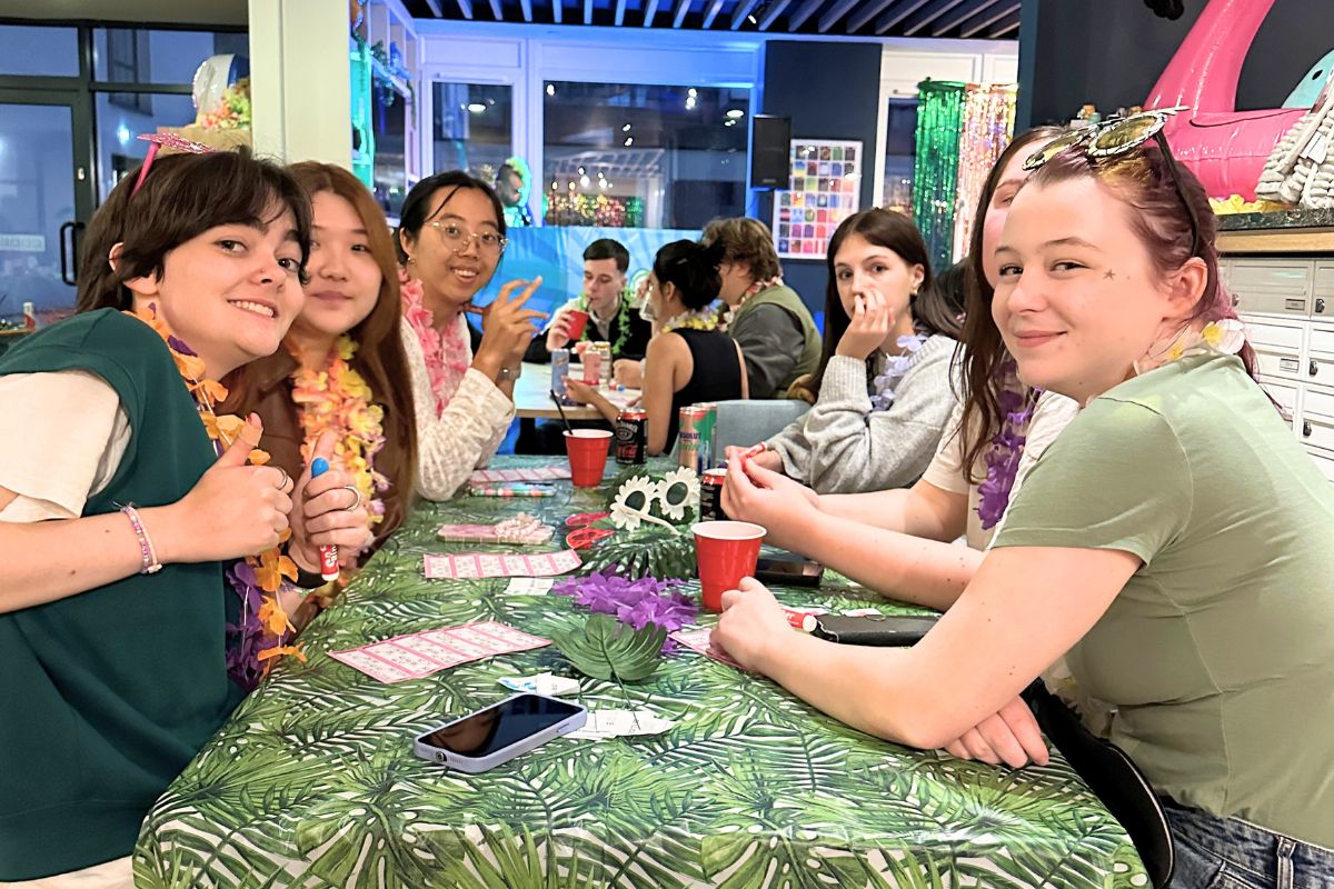 a group of students at the bingo event