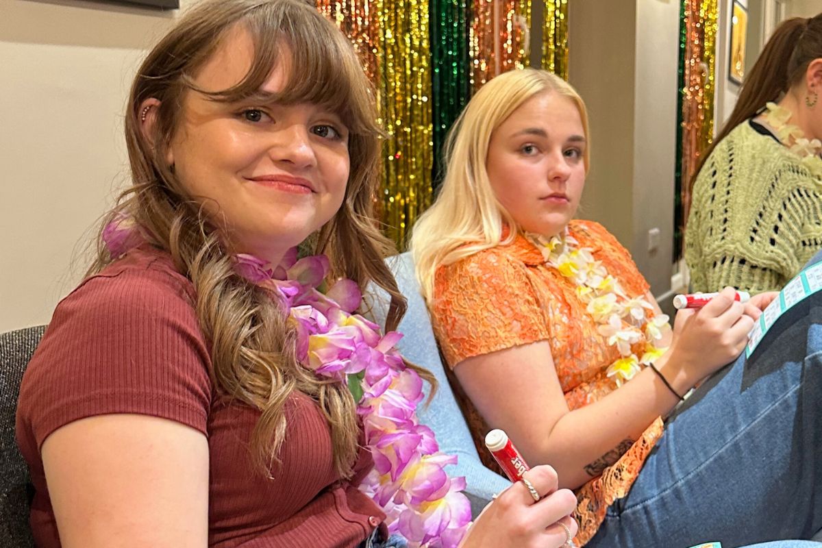 Two friends playing bingo together