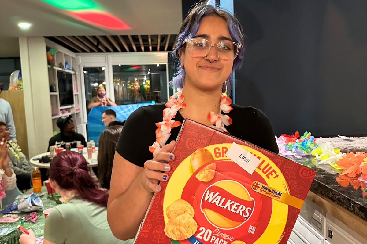 a student with their bingo prize