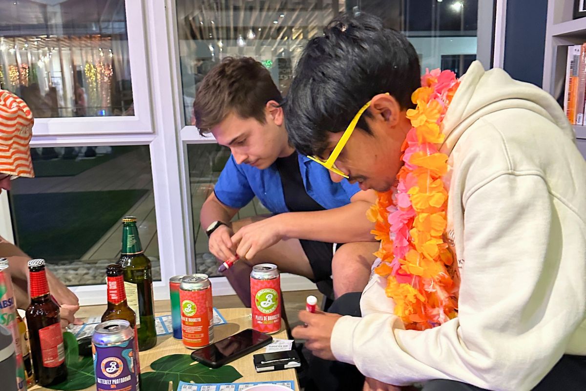 students playing bingo