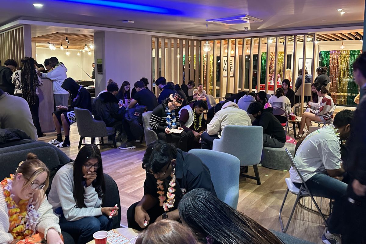 The CODE communal areas full of students