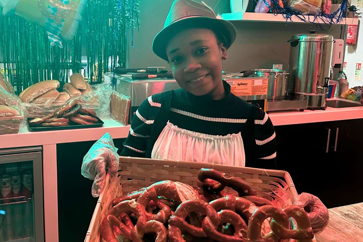 CODE staff serving pretzels