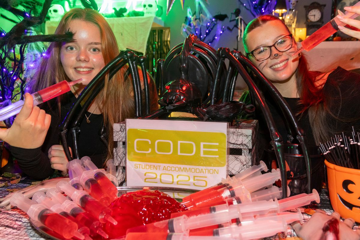 CODE bar with staff set up for the halloween bingo