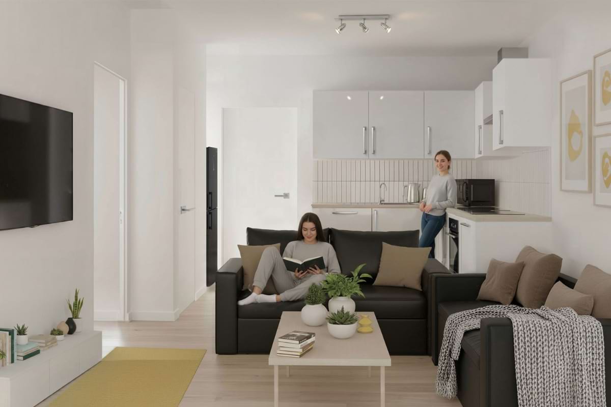 Lounge and Kitchen Area in 2 Bedroom flat