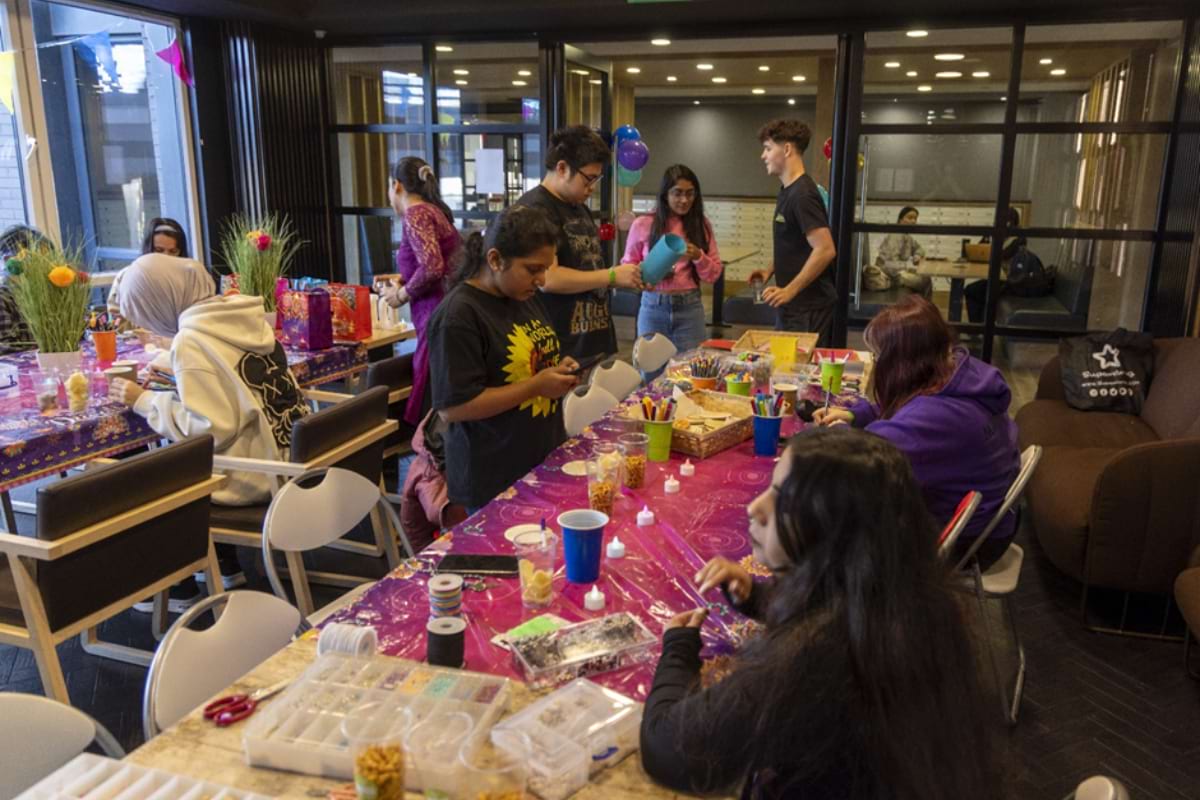 Students at the craft table