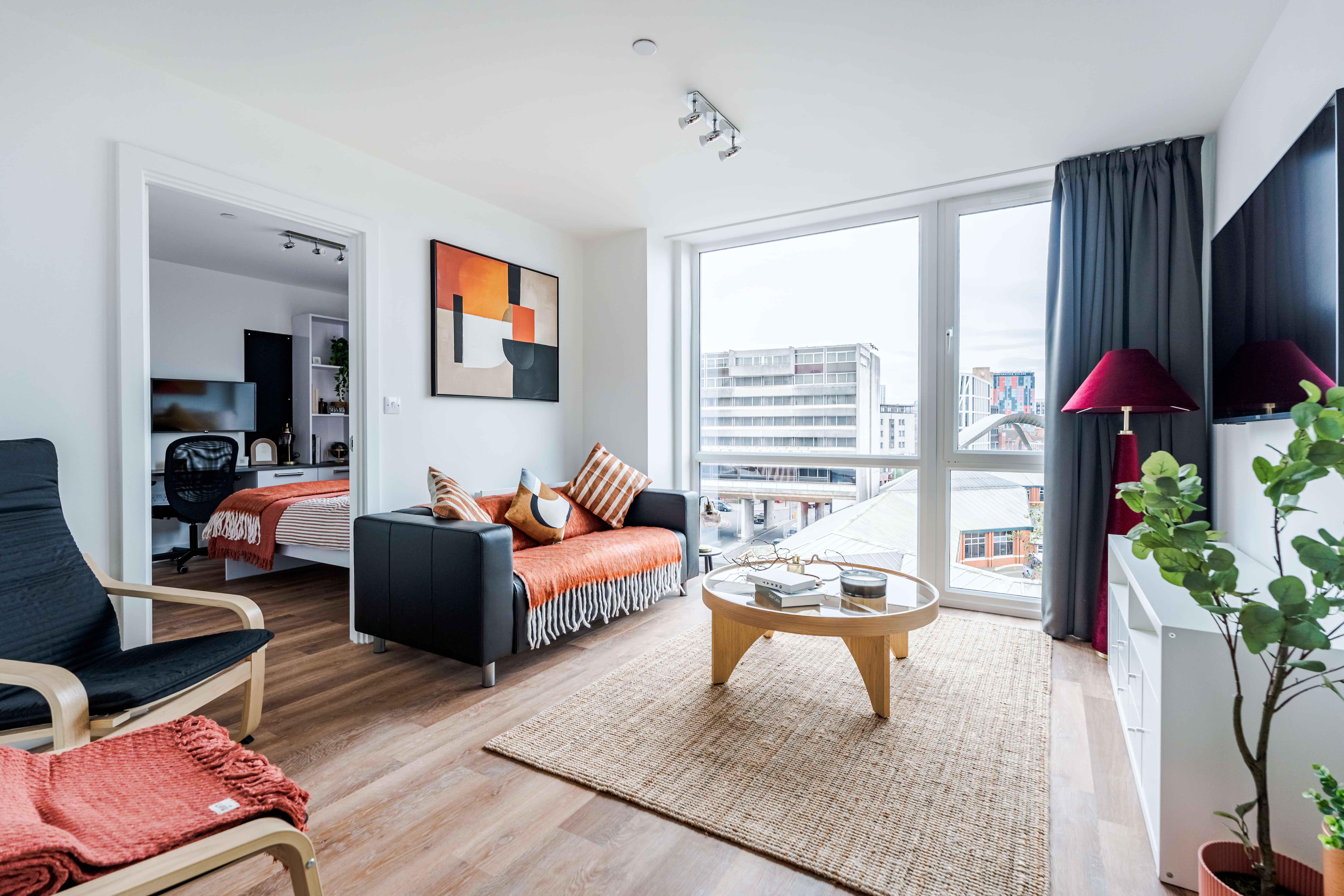 Living area in a two-bedroom apartment