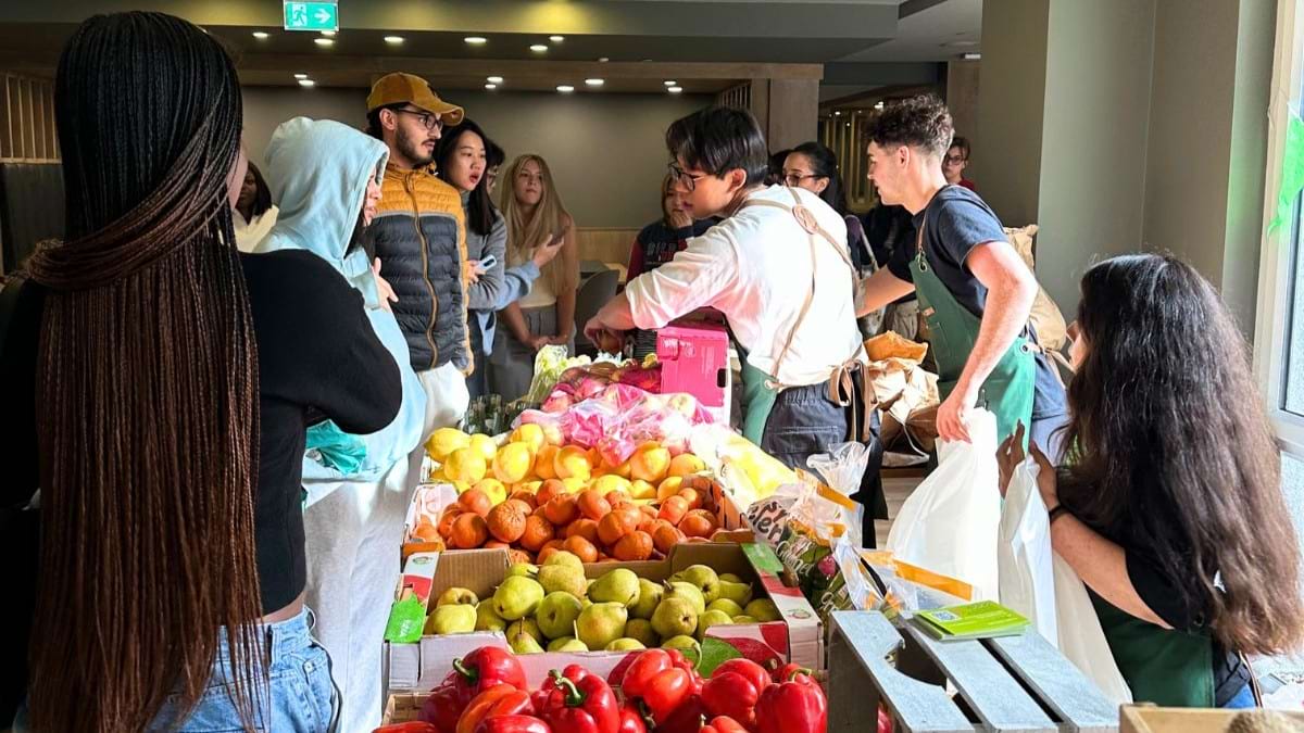 Fruit and veg stand at the grab n go event