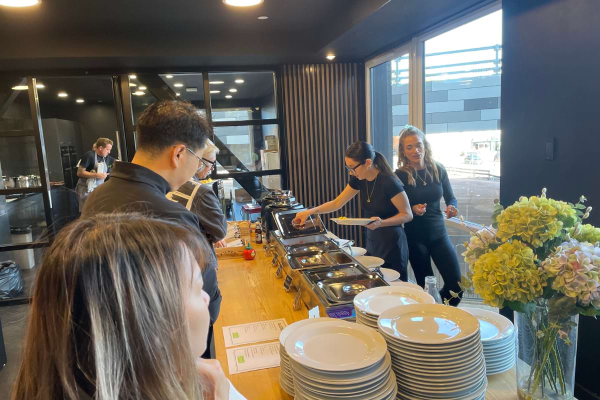 Tenants queuing for english breakfasts