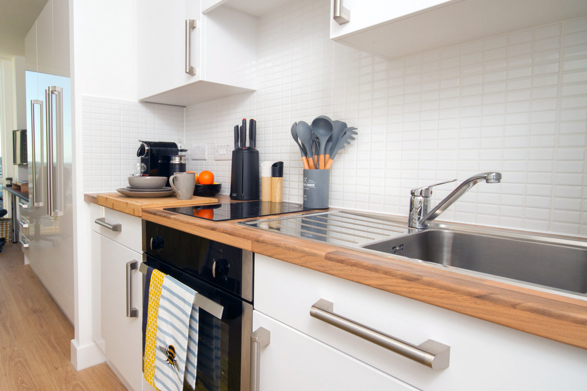 Kitchen in Superior Deluxe Studio at CODE Student Accommodation Leicester