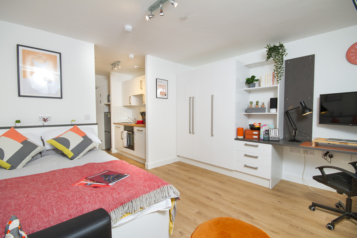 Large Deluxe Studio in Block B at CODE Student Accommodation Coventry