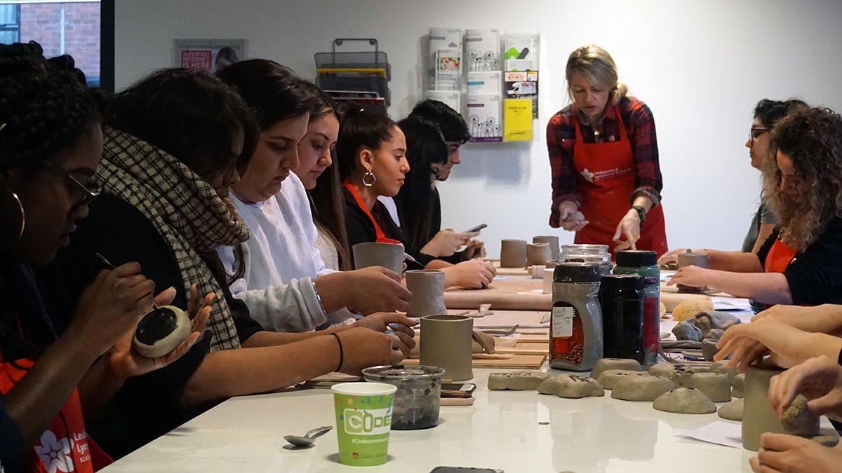Students doing pottery at CODE Student Accommodation Leicester